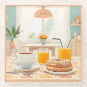 Ontbijt Morning Coffee Donut Glass Onderzetter