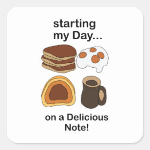Ontbijt om mijn dag op een lekkere noot te beginne vierkante sticker