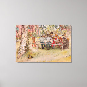 Ontbijt onder de Big Birch door Carl Larsson Canvas Afdruk