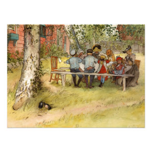 Ontbijt onder de Big Birch door Carl Larsson Foto Afdruk