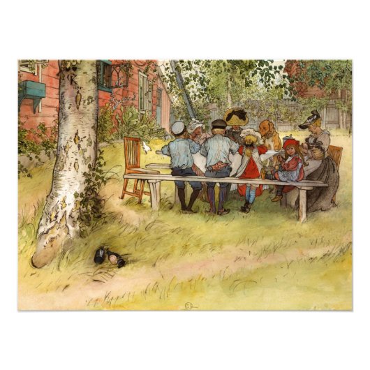 Ontbijt onder de Big Birch door Carl Larsson Foto Afdruk (Voorkant)