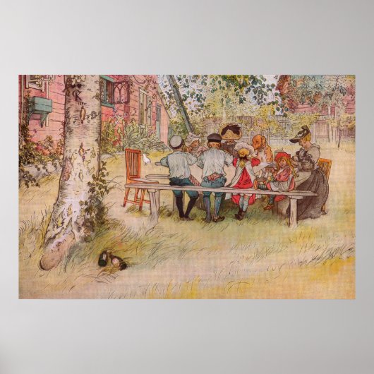 Ontbijt onder de Big Birch door Carl Larsson Poster (Voorkant)