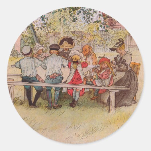 Ontbijt onder de Big Birch door Carl Larsson Ronde Sticker (Voorkant)
