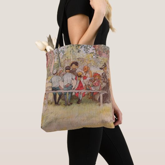 Ontbijt onder de Big Birch door Carl Larsson Tote Bag (Dichtbij)