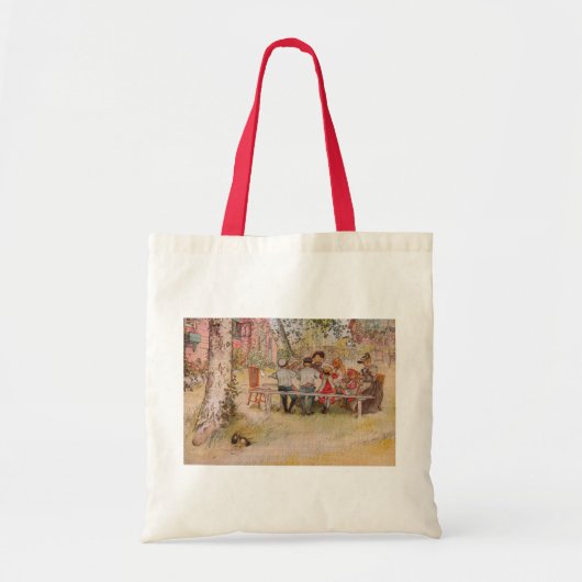 Ontbijt onder de Big Birch door Carl Larsson Tote Bag (Voorkant)