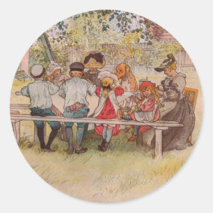 Ontbijt onder de grote berk door Carl Larsson Ronde Sticker