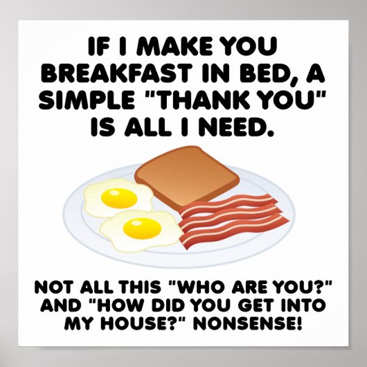 Ontbijt op Bed Grappige Poster (Voorkant)