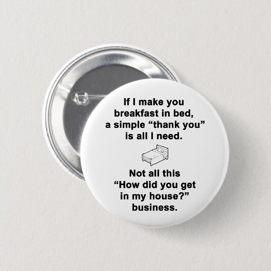 Ontbijt op Bed Ronde Button 5,7 Cm (Voorkant /achterkant)