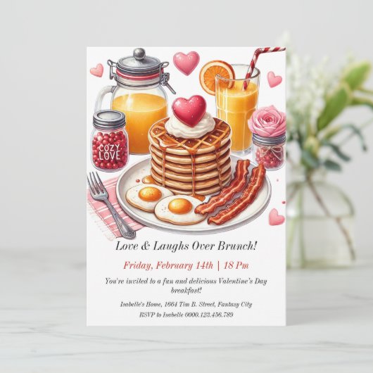  ontbijt op de dag van de Valentijn Kaart (Staand voorkant)