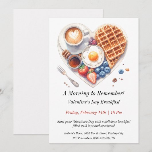  ontbijt op de dag van de Valentijn Kaart (Voorkant / Achterkant)