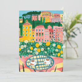 Ontbijt op het terras Whimsical City Painting Kaart