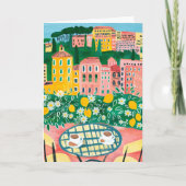 Ontbijt op het terras Whimsical City schilderij Kaart (Voorkant)