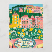 Ontbijt op het terras Wisselende Stad Schilderij Briefkaart (Voorkant)