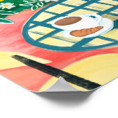 Ontbijt op terras grillige stad schilderkunst poster (Hoek)