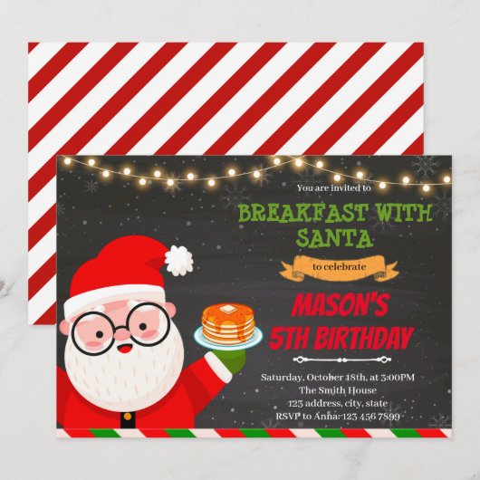 ontbijt Pancake met kerstfeest Kaart (Voorkant / Achterkant)