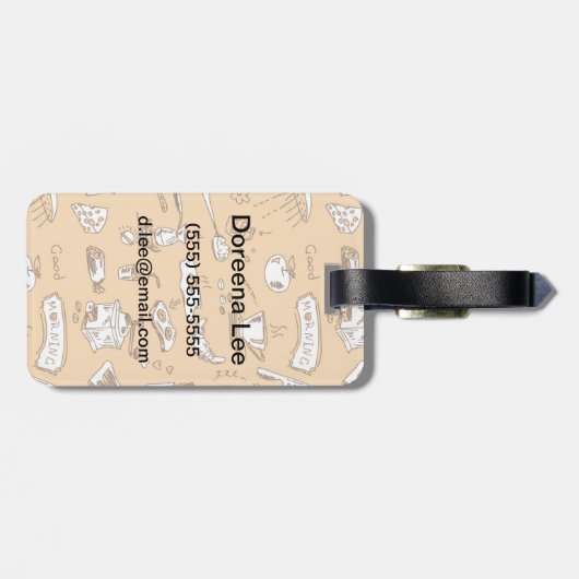 Ontbijt patroon 2 bagagelabel (Achterkant horizontaal)