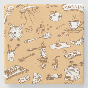 Ontbijt patroon 2 stenen onderzetter