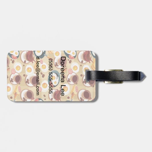 Ontbijt patroon 3 bagagelabel (Achterkant horizontaal)