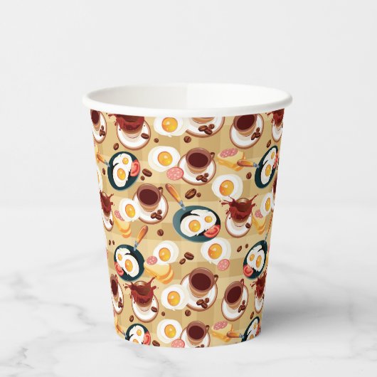 Ontbijt patroon 3 papieren bekers (Links)