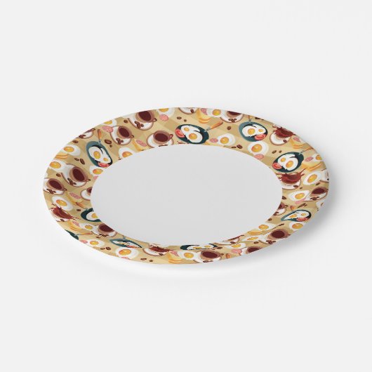 Ontbijt patroon 3 papieren bordje (Gekanteld)