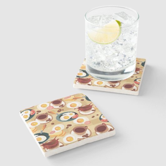 Ontbijt patroon 3 stenen onderzetter (Zijkant)