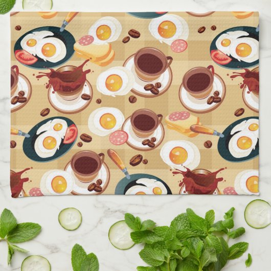 Ontbijt patroon 3 theedoek (Gevouwen)