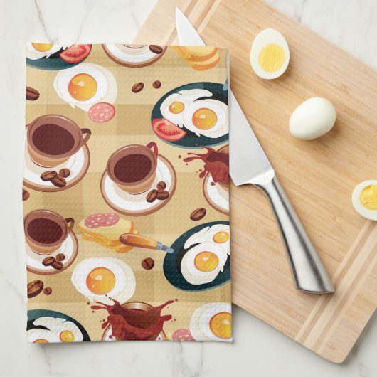 Ontbijt patroon 3 theedoek (Quarter Fold)