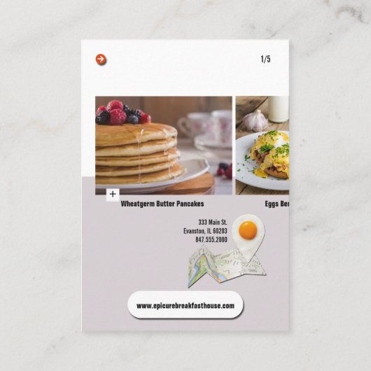 Ontbijt Restaurant Interface visitekaartje (Achterkant)