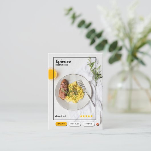 Ontbijt Restaurant Interface visitekaartje (Staand voorkant)