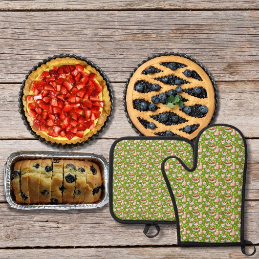 Ontbijt smoothies en fruit groen ovenwant & pannenlap set