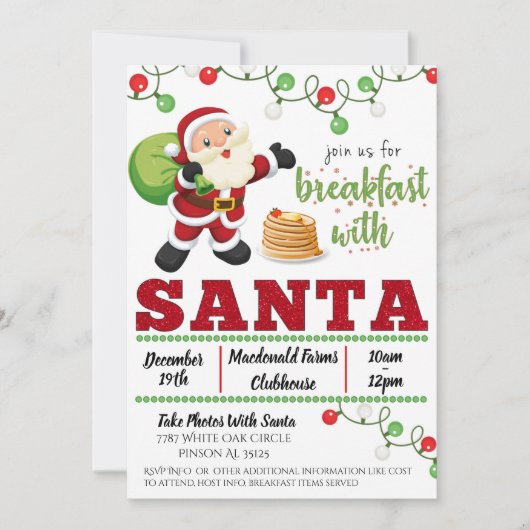 Ontbijt snel met kerstuitnodiging kaart (Voorkant)