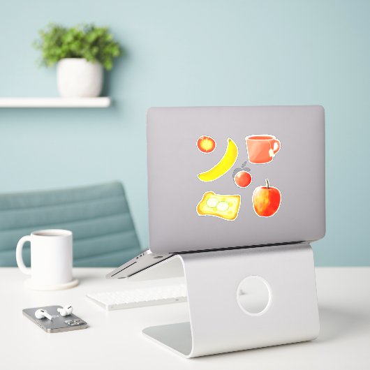 Ontbijt Sticker (Laptop op bureau)