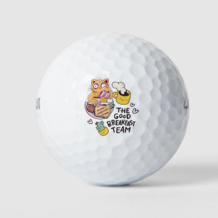 Ontbijt team met eieren en bacon in de ochtend golfballen