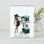 Ontbijt Theme Blue Aqua Black Baby shower Uitnodig Kaart (Staand voorkant)