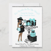 Ontbijt Theme Blue Aqua Black Baby shower Uitnodig Kaart (Achterkant)