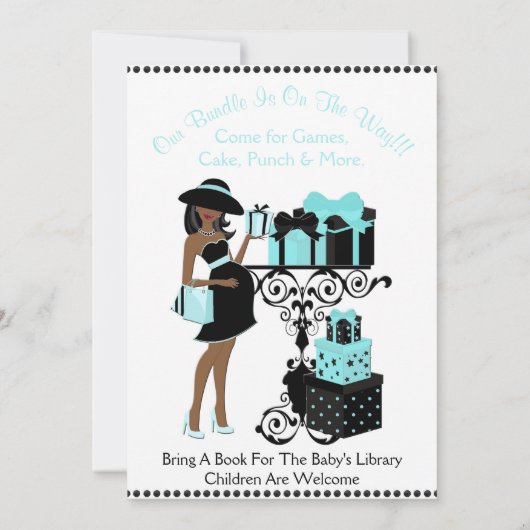 Ontbijt Theme Blue Aqua Black Baby shower Uitnodig Kaart (Achterkant)