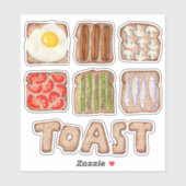 Ontbijt Toast op maat gesneden Sticker (Vel)