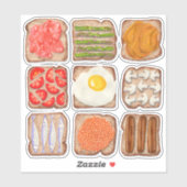 Ontbijt Toast Slices Custom-Cut Sticker (Vel)