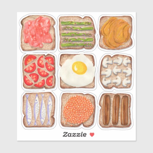 Ontbijt Toast Slices Custom-Cut Sticker (Vel)