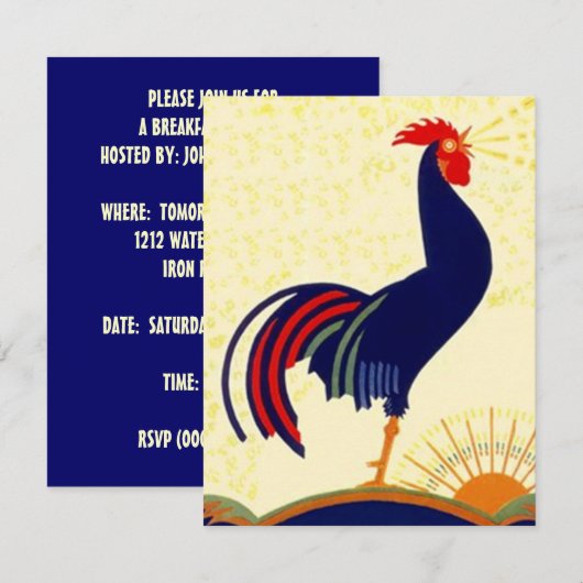 Ontbijt uitnodiging voor sociale oproeppartij (Voorkant / Achterkant)