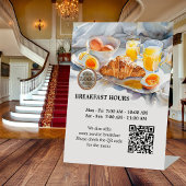 Ontbijt Uren Hotel Guest House Logo QR Code Reclamebord Met Voetstuk