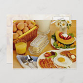 Ontbijt van bacon, eieren en pekel van melk briefkaart (Voorkant / Achterkant)