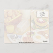 Ontbijt van bacon, eieren en pekel van melk briefkaart (Achterkant)