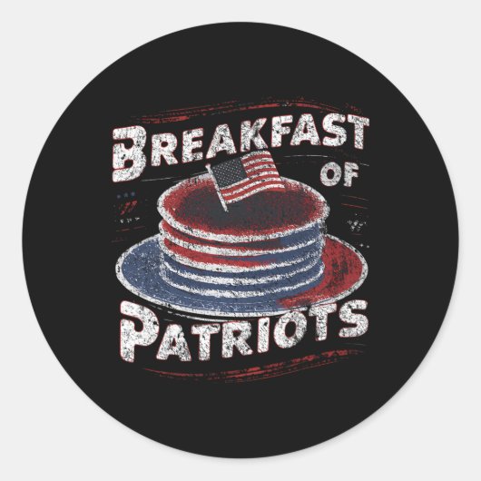 Ontbijt van Patriots Pancake Amerikaanse taart 4e  Ronde Sticker (Voorkant)