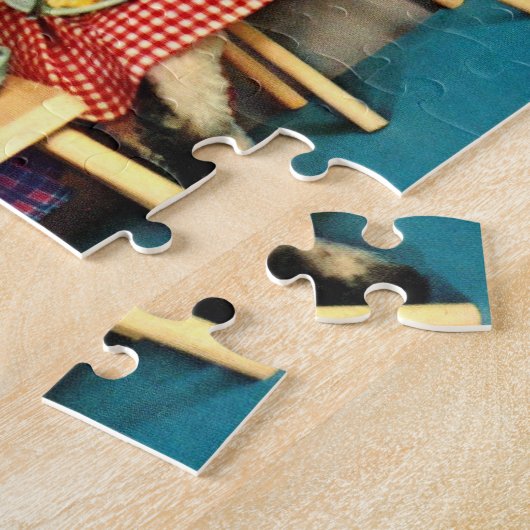 ontbijt van tabby kittens legpuzzel (Zijkant)