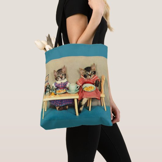 ontbijt van tabby kittens tote bag (Dichtbij)