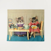 ontbijt van tabby kittens wandkleed (Voorkant (horizontaal))