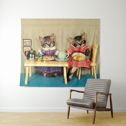 ontbijt van tabby kittens wandkleed (In Situ (horizontaal))