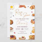 Ontbijt Verjaardag Uitnodiging, Brunch Verjaardag Kaart (Voorkant)