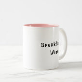 Ontbijt Wijn Grappig Cute Quote Two-Tone Tweekleurige Koffiemok (Voorkant rechts)